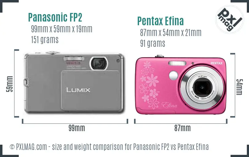 Panasonic FP2 vs Pentax Efina size comparison