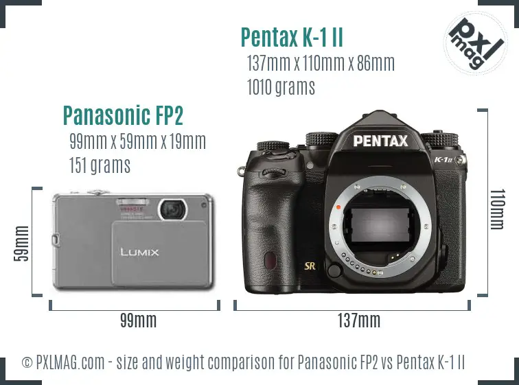 Panasonic FP2 vs Pentax K-1 II size comparison