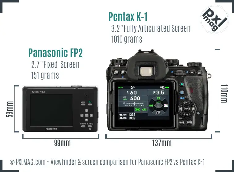 Panasonic FP2 vs Pentax K-1 Screen and Viewfinder comparison