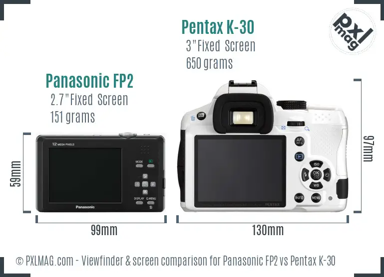 Panasonic FP2 vs Pentax K-30 Screen and Viewfinder comparison