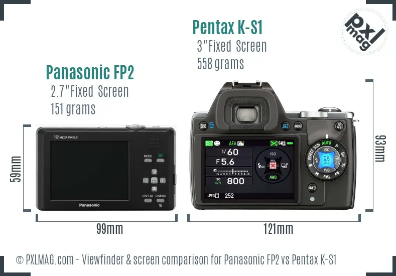 Panasonic FP2 vs Pentax K-S1 Screen and Viewfinder comparison