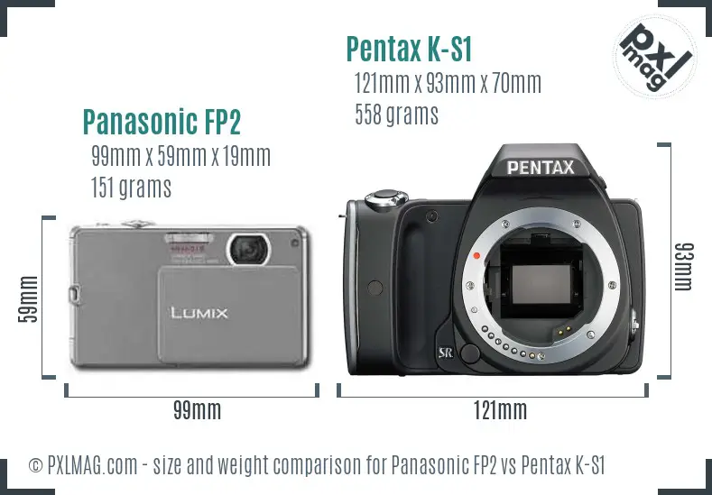 Panasonic FP2 vs Pentax K-S1 size comparison