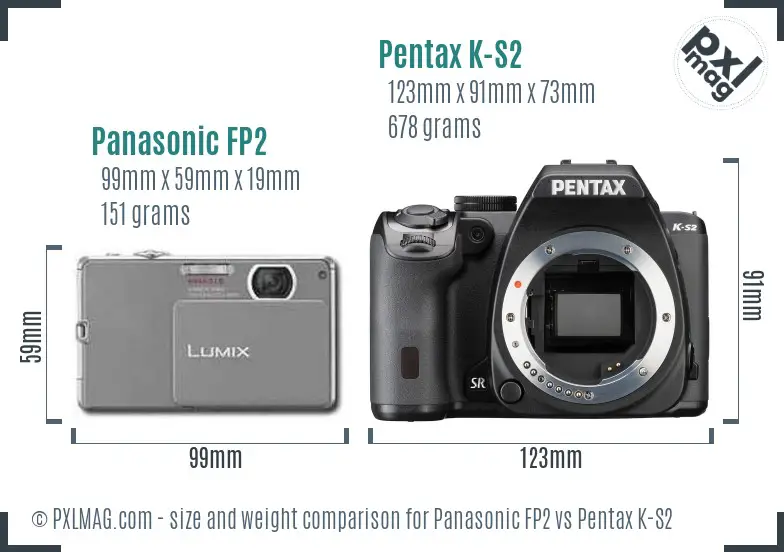 Panasonic FP2 vs Pentax K-S2 size comparison