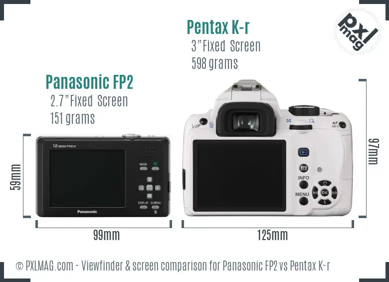 Panasonic FP2 vs Pentax K-r Screen and Viewfinder comparison