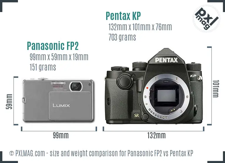 Panasonic FP2 vs Pentax KP size comparison