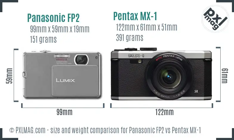 Panasonic FP2 vs Pentax MX-1 size comparison