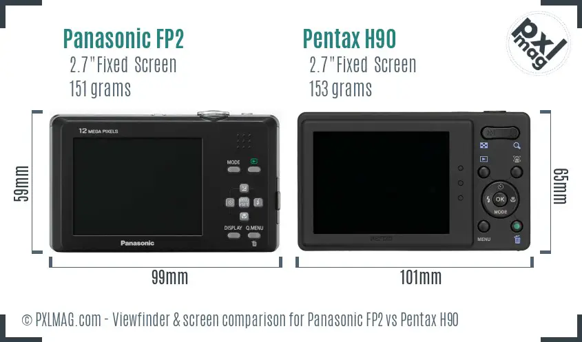 Panasonic FP2 vs Pentax H90 Screen and Viewfinder comparison