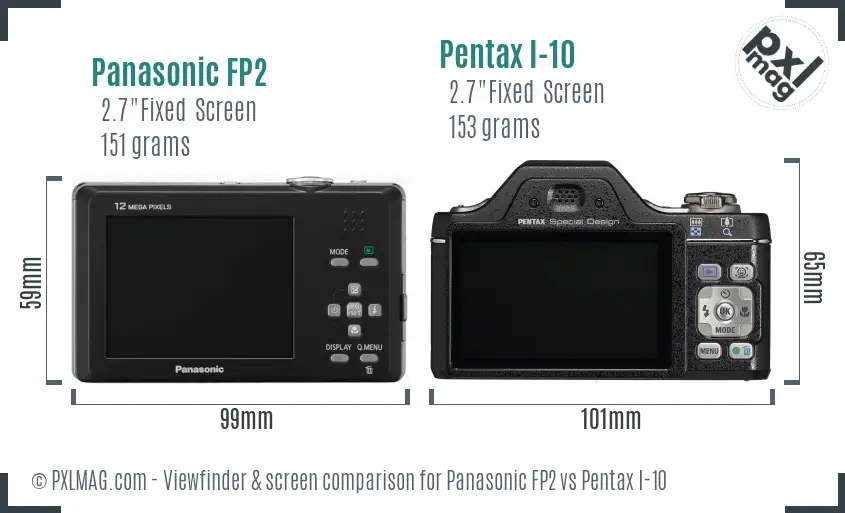 Panasonic FP2 vs Pentax I-10 Screen and Viewfinder comparison