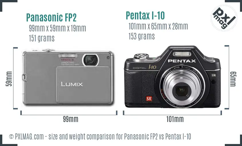 Panasonic FP2 vs Pentax I-10 size comparison
