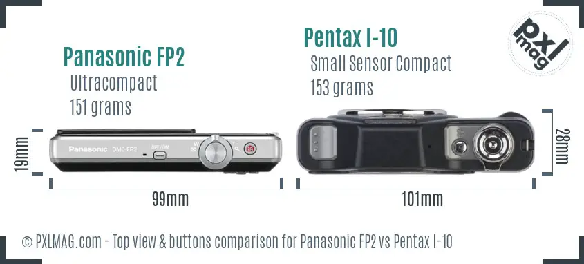 Panasonic FP2 vs Pentax I-10 top view buttons comparison