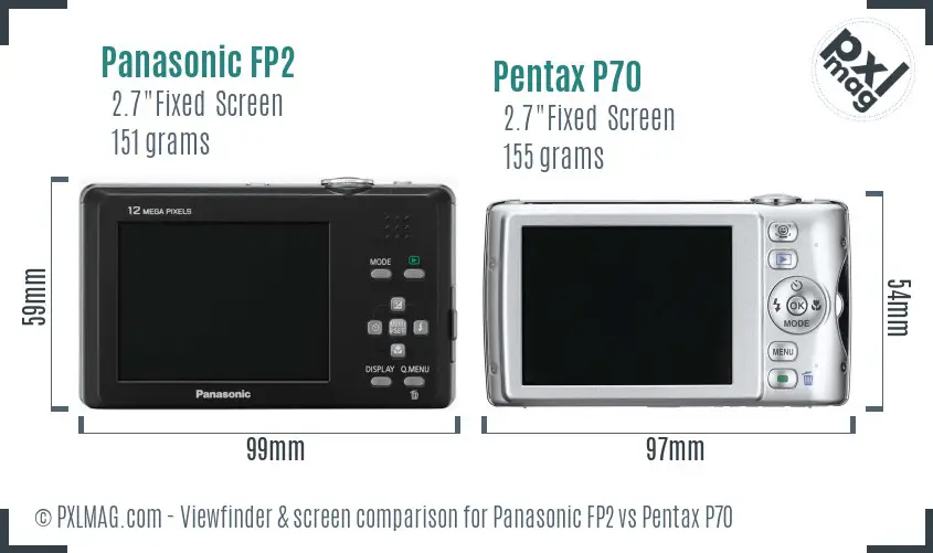 Panasonic FP2 vs Pentax P70 Screen and Viewfinder comparison
