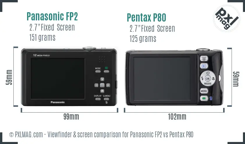 Panasonic FP2 vs Pentax P80 Screen and Viewfinder comparison