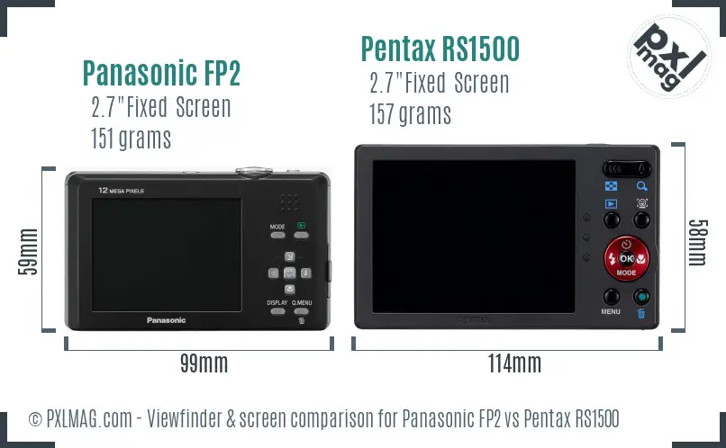 Panasonic FP2 vs Pentax RS1500 Screen and Viewfinder comparison