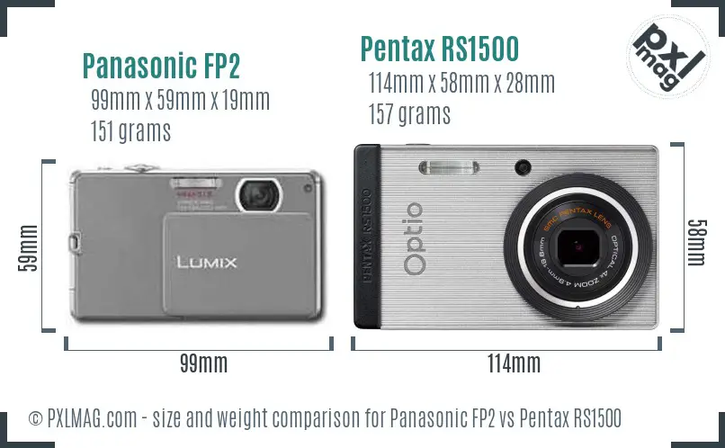 Panasonic FP2 vs Pentax RS1500 size comparison