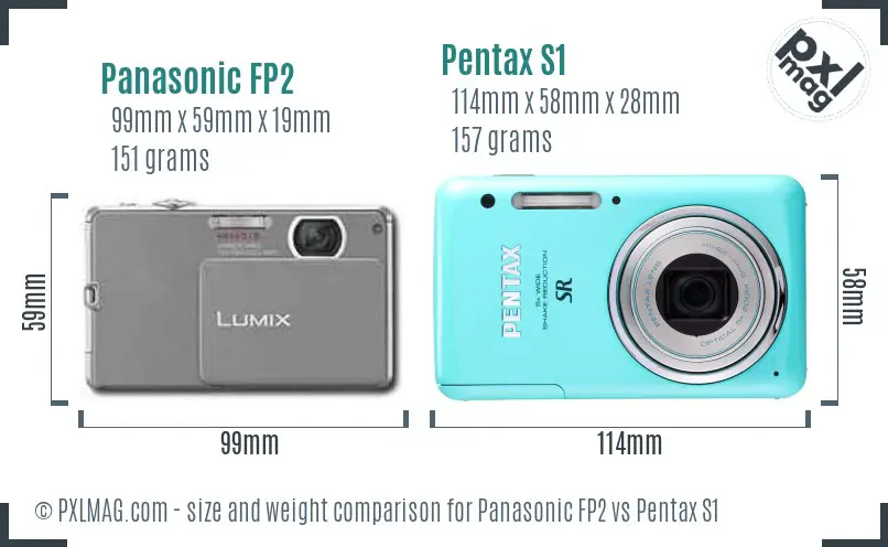 Panasonic FP2 vs Pentax S1 size comparison