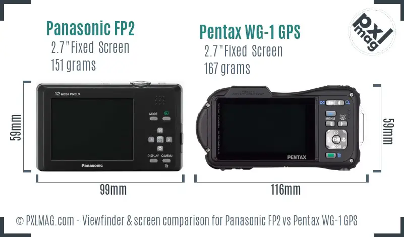 Panasonic FP2 vs Pentax WG-1 GPS Screen and Viewfinder comparison