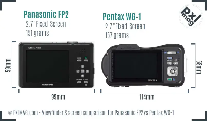 Panasonic FP2 vs Pentax WG-1 Screen and Viewfinder comparison