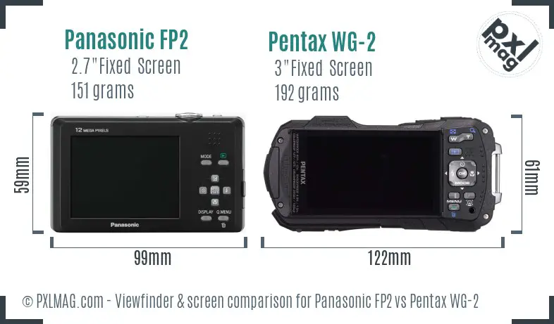 Panasonic FP2 vs Pentax WG-2 Screen and Viewfinder comparison