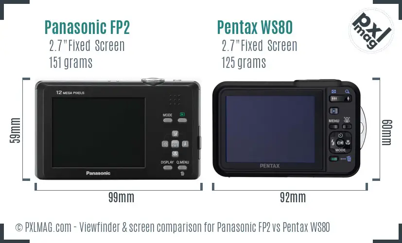 Panasonic FP2 vs Pentax WS80 Screen and Viewfinder comparison