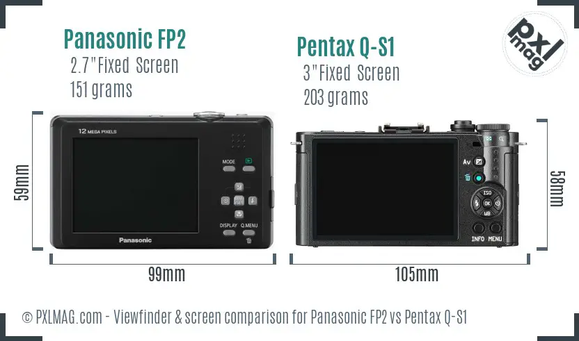 Panasonic FP2 vs Pentax Q-S1 Screen and Viewfinder comparison