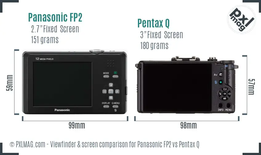 Panasonic FP2 vs Pentax Q Screen and Viewfinder comparison