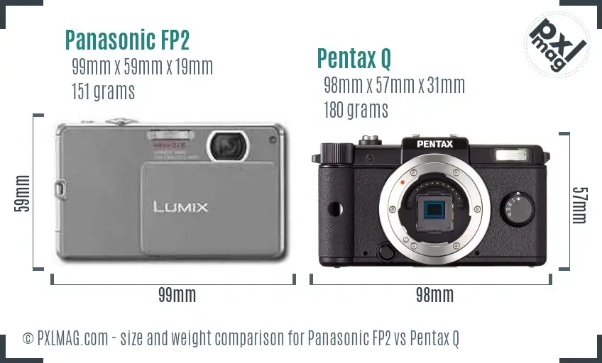 Panasonic FP2 vs Pentax Q size comparison