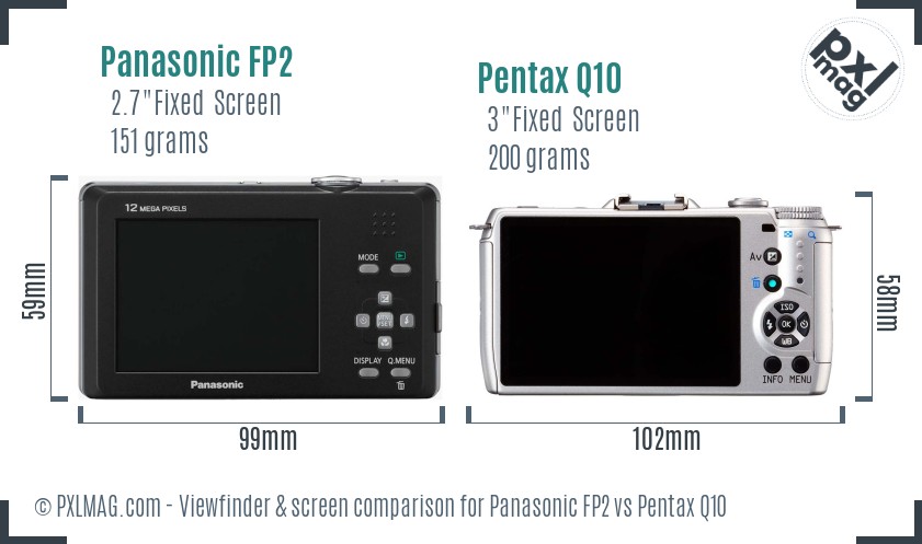 Panasonic FP2 vs Pentax Q10 Screen and Viewfinder comparison