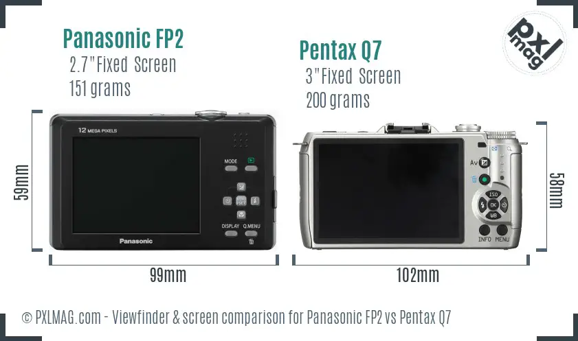 Panasonic FP2 vs Pentax Q7 Screen and Viewfinder comparison