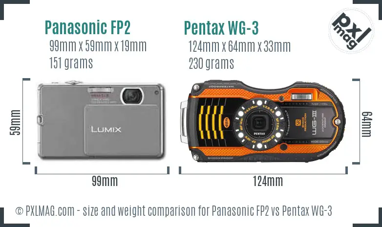 Panasonic FP2 vs Pentax WG-3 size comparison Panasonic FP2 vs Pentax WG-3 size comparison