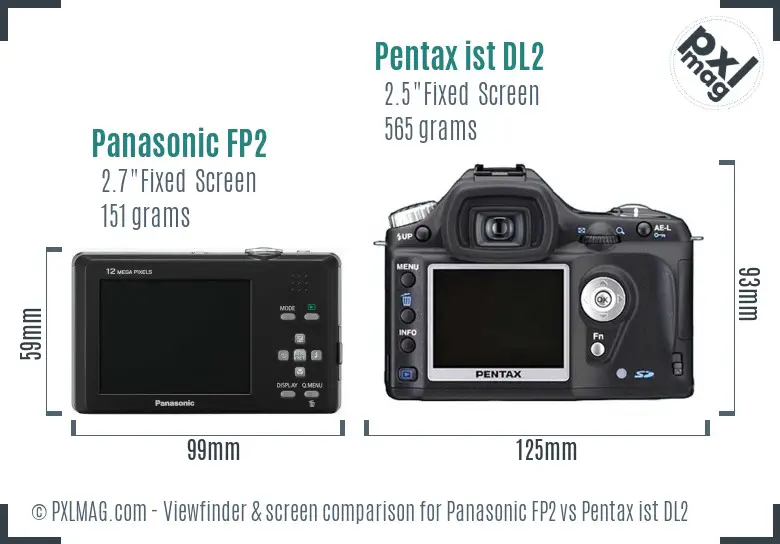 Panasonic FP2 vs Pentax ist DL2 Screen and Viewfinder comparison