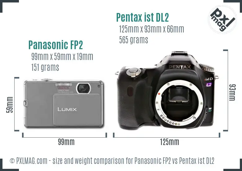Panasonic FP2 vs Pentax ist DL2 size comparison