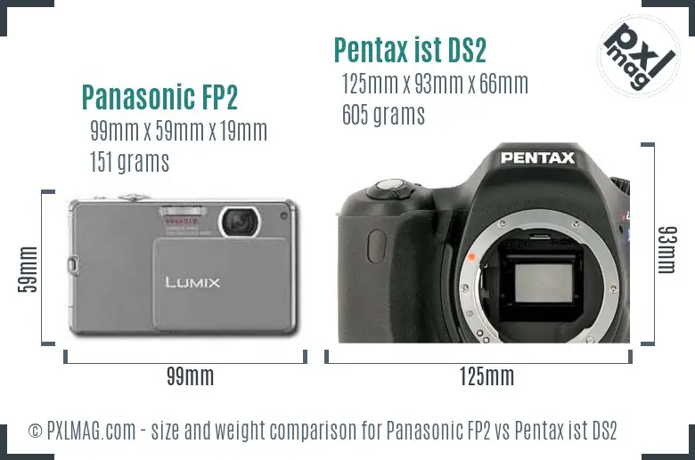 Panasonic FP2 vs Pentax ist DS2 size comparison