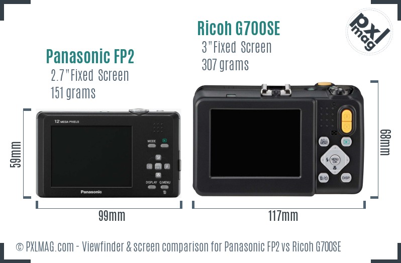 Panasonic FP2 vs Ricoh G700SE Screen and Viewfinder comparison