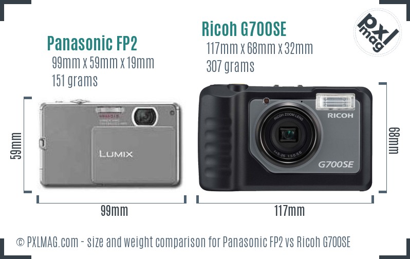 Panasonic FP2 vs Ricoh G700SE size comparison