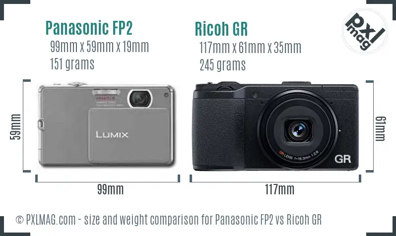 Panasonic FP2 vs Ricoh GR size comparison Panasonic FP2 vs Ricoh GR size comparison