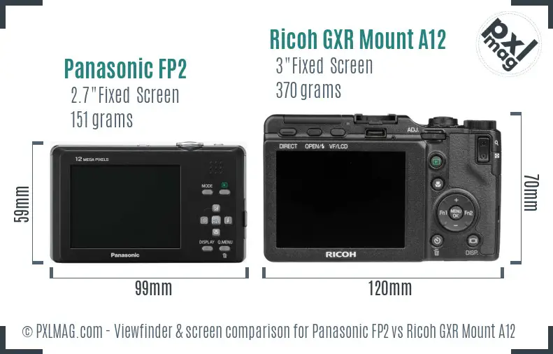 Panasonic FP2 vs Ricoh GXR Mount A12 Screen and Viewfinder comparison Panasonic FP2 vs Ricoh GXR Mount A12 Screen and Viewfinder comparison