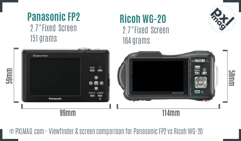 Panasonic FP2 vs Ricoh WG-20 Screen and Viewfinder comparison
