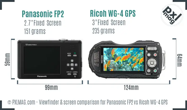 Panasonic FP2 vs Ricoh WG-4 GPS Screen and Viewfinder comparison