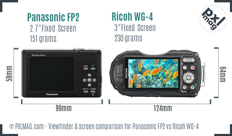Panasonic FP2 vs Ricoh WG-4 Screen and Viewfinder comparison