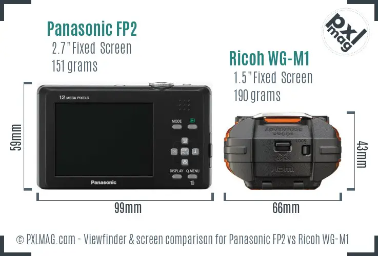 Panasonic FP2 vs Ricoh WG-M1 Screen and Viewfinder comparison