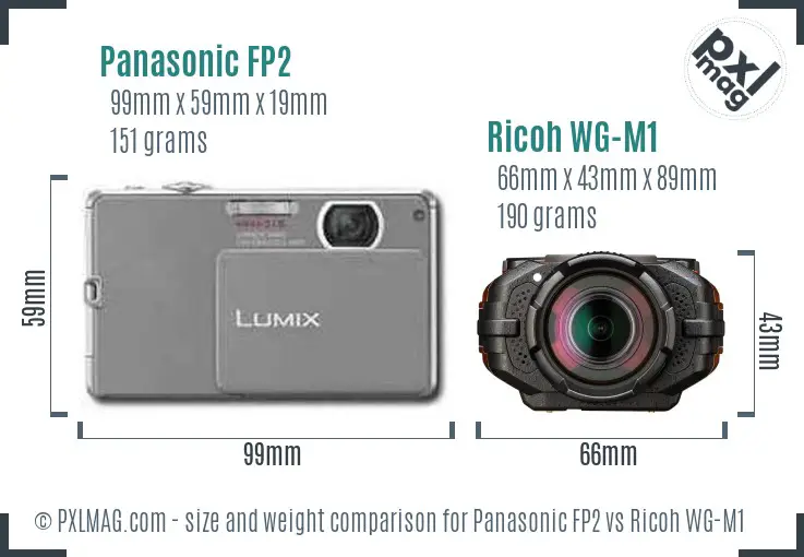 Panasonic FP2 vs Ricoh WG-M1 size comparison Panasonic FP2 vs Ricoh WG-M1 size comparison