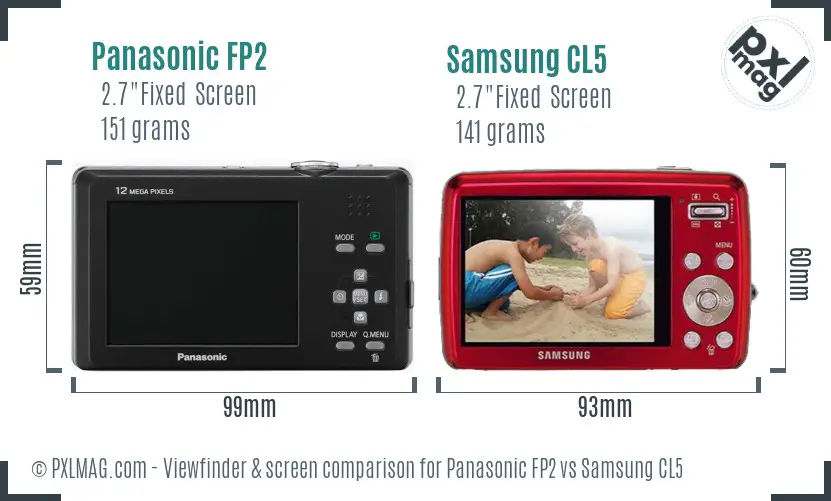 Panasonic FP2 vs Samsung CL5 Screen and Viewfinder comparison