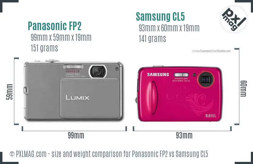 Panasonic FP2 vs Samsung CL5 size comparison