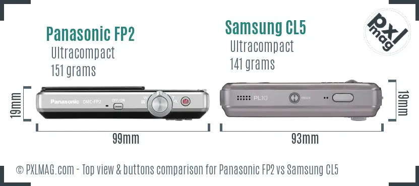 Panasonic FP2 vs Samsung CL5 top view buttons comparison