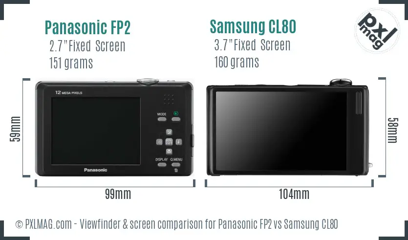 Panasonic FP2 vs Samsung CL80 Screen and Viewfinder comparison Panasonic FP2 vs Samsung CL80 Screen and Viewfinder comparison