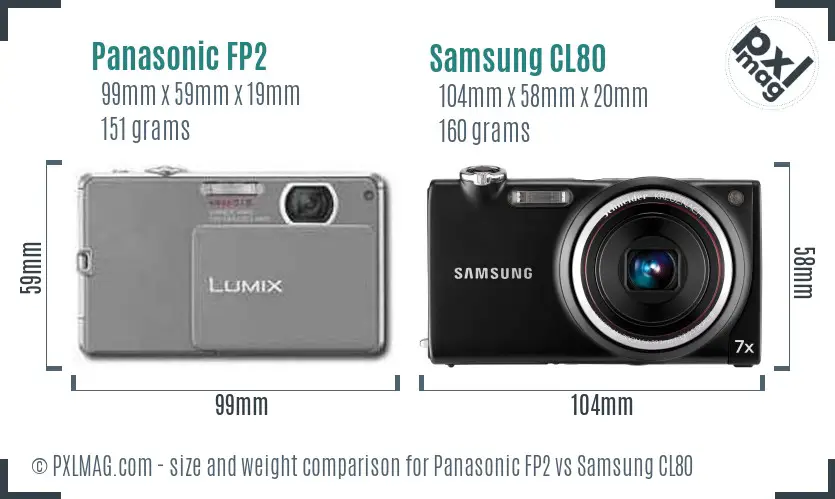 Panasonic FP2 vs Samsung CL80 size comparison Panasonic FP2 vs Samsung CL80 size comparison