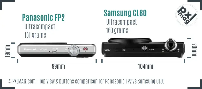 Panasonic FP2 vs Samsung CL80 top view buttons comparison Panasonic FP2 vs Samsung CL80 top view buttons comparison