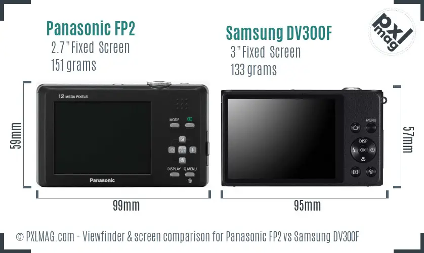 Panasonic FP2 vs Samsung DV300F Screen and Viewfinder comparison