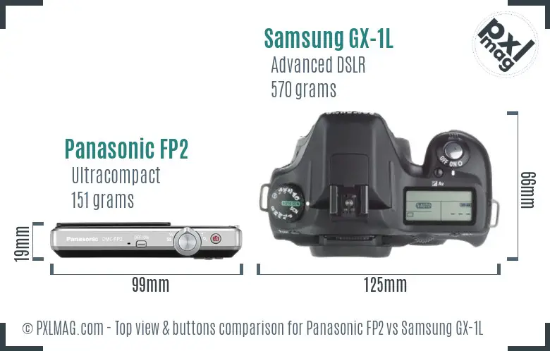 Panasonic FP2 vs Samsung GX-1L top view buttons comparison