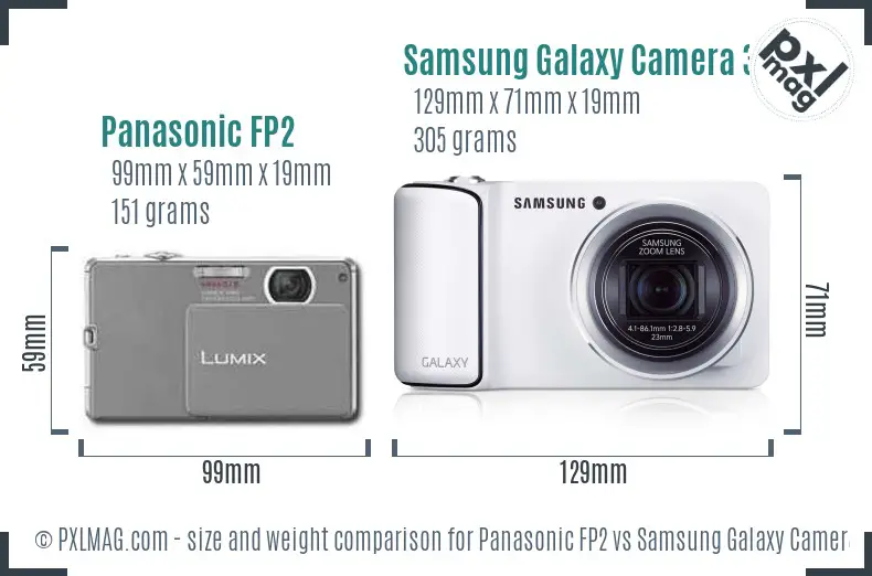 Panasonic FP2 vs Samsung Galaxy Camera 3G size comparison